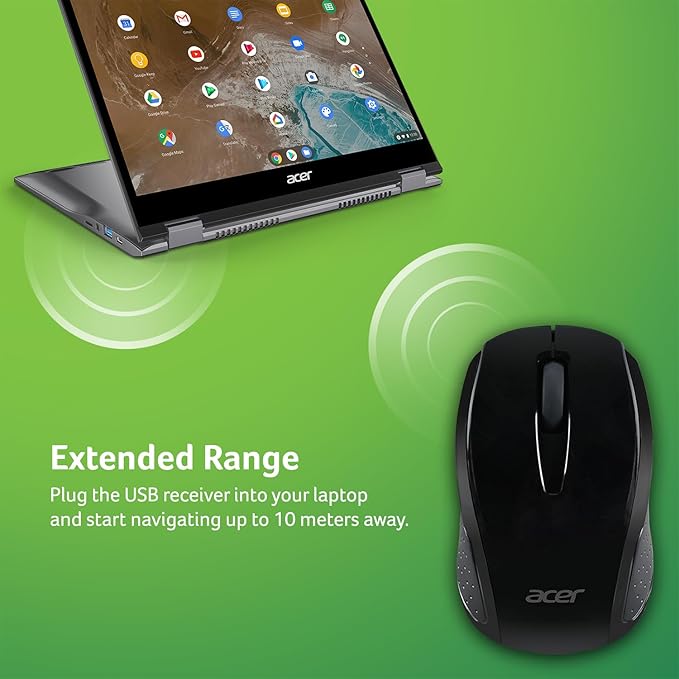 acer RF Wireless Mouse M501 (Black), Works with Chromebook, with USB Plug and Play for Right/Left Handed Users (for Chromebooks, Windows PC & Mac, (Pack of 1)