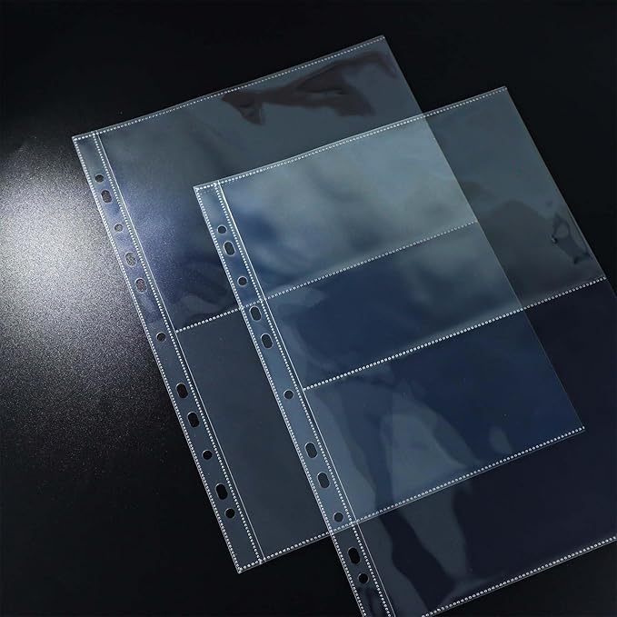Mogoostry A4 Clear Sheet Protectors 2 Pocket Binder Sleeves 20 Sheets 11 Holes Side Open Photo Album Refill Page Protector