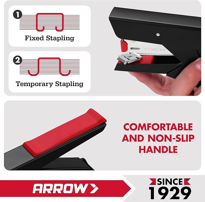 Arrow Plier Stapler Set, Metal Hand Stapler with 2520 Staples, Full-Strip Loading, 25 Sheet Capacity, Dual-Mode Anvil, One-Touch Staple Loading, Ergonomic Grip, for Office, School, Packaging