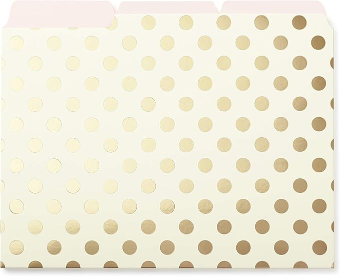 Kate Spade New York File Folder Set of 6, Letter Size Filing Organizers, Gold Dot