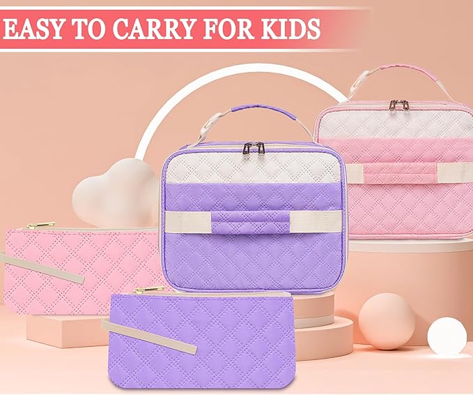 Pink Lunch Box Kids with Sandwich/Snack Bag for Girls Teens for School Insulated Lunch Bag Suitable for Bento Box Lunch Container Lonchera para niñas