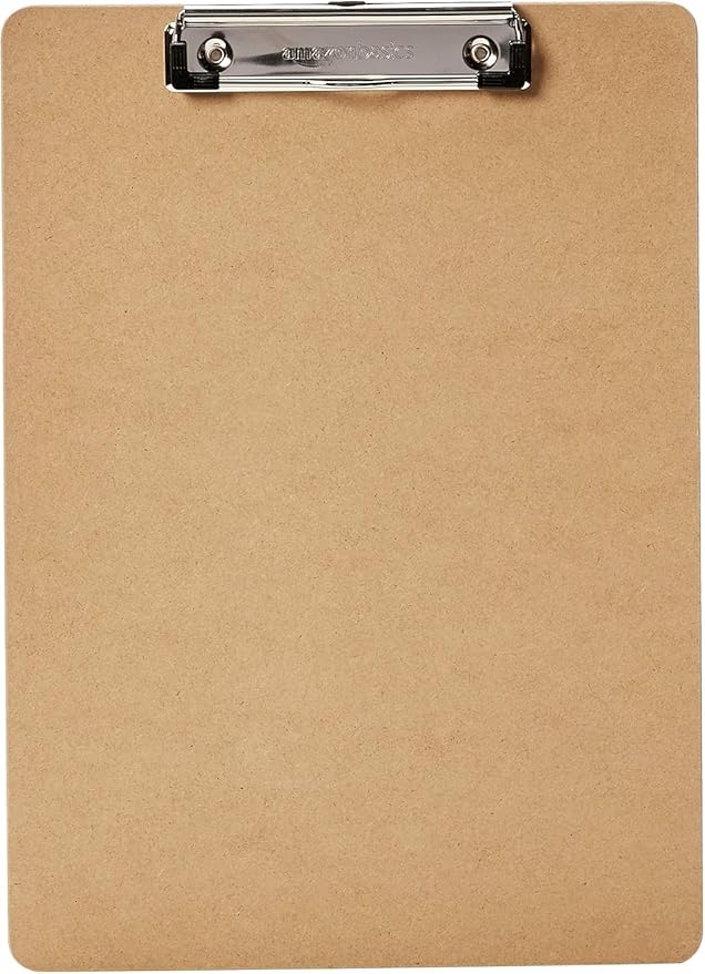 Amazon Basics Hardboard Office Clipboard, Letter Size, 9" x 12.5", Brown, 12-Pack