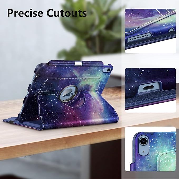Fintie Rotating Case for iPad (A16) 11th Generation 11 Inch (2025), iPad 10th Generation 10.9 Inch (2022) - [Built-in Pencil Holder] 360 Degree Rotating Protective Stand Cover, Galaxy
