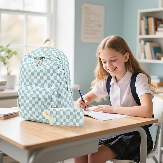 Bluboon School Backpack Set Girls Womens Laptop Bookbag Casual Daypack Fits 15 inch Laptop with Lunch Tote Bag and Pencil Bag