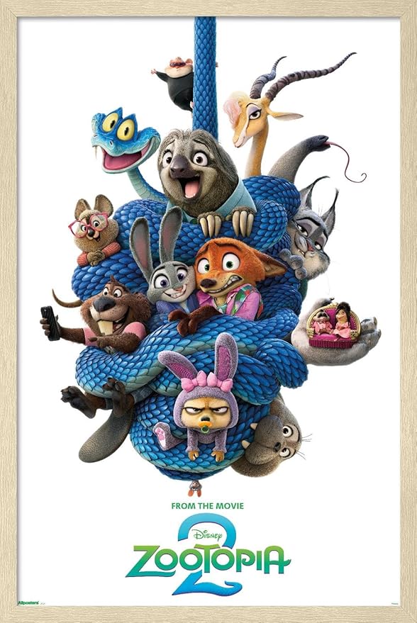 Disney Zootopia 2 (2025) - Group One Sheet Wall Poster, 34L" x 22.4W", Blonde Framed Version