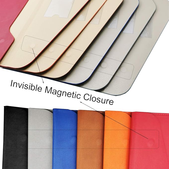 Enyuwlcm PU Leather A4 File Folder Document Holder Waterproof Portfolio Envelope Folder Case with Invisible Magnetic Closure Blue