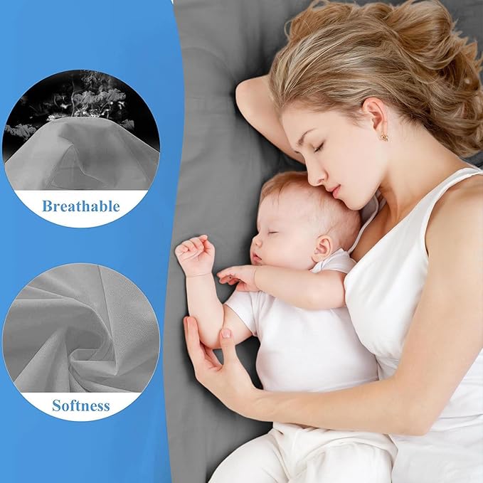 Twin Waterproof Mattress Protector - Noiseless, Breathable, Machine Washable Fitted Mattress Cover with Deep Pockets up to 5”-21”（Dark Grey）