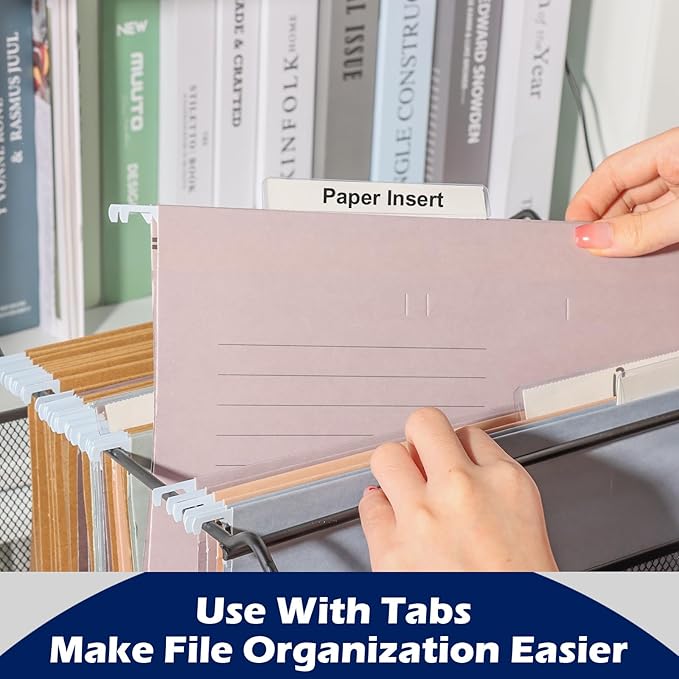 100 Pcs Hanging File Folder Paper Inserts 3-1/2 Inch Off White Blank File Tab Inserts Thick Cardstock for Hanging Folder (3.5×0.6 inch)(No Tab Included)
