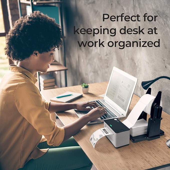 MUNBYN External Rolls Label Holder, 2 in 1 Fan-Fold Stack Paper Holder for Desktop Thermal Label Printer (Pack of 2)