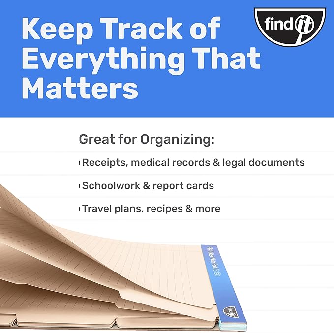 Find It File Folder Notepad - Pack of 36-9.5 x 12.5 Inch Notebook Organizer Folders for Filing, Document, and Clipboard Organization - Cream