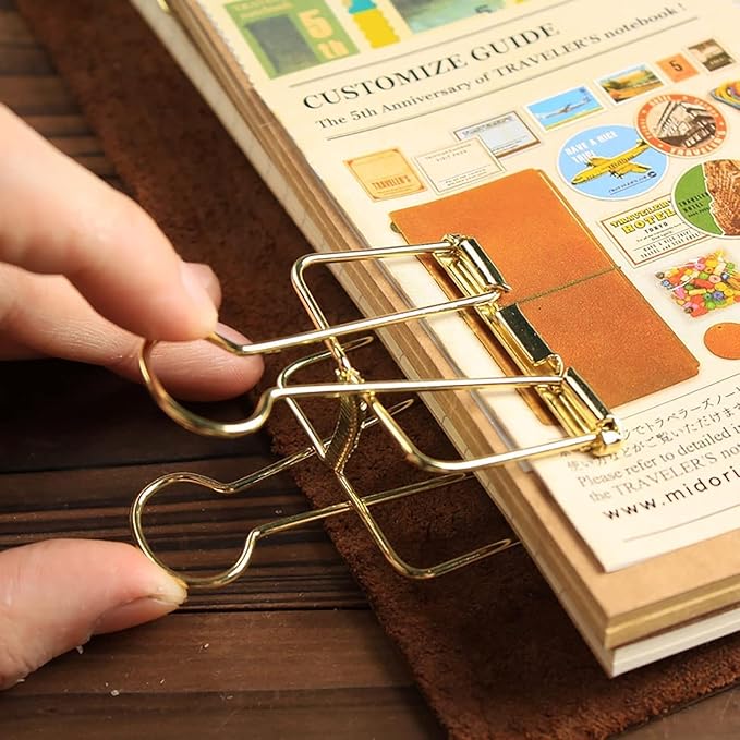 4Pcs Golden Hollow Out Long Tail Wire Binder Clips Paper Binder Clip Large 51mm Binder and Paper Clips Small in Size and Light in Weight,Clips, Clamps and Rings,Clips, Clamps and Rings