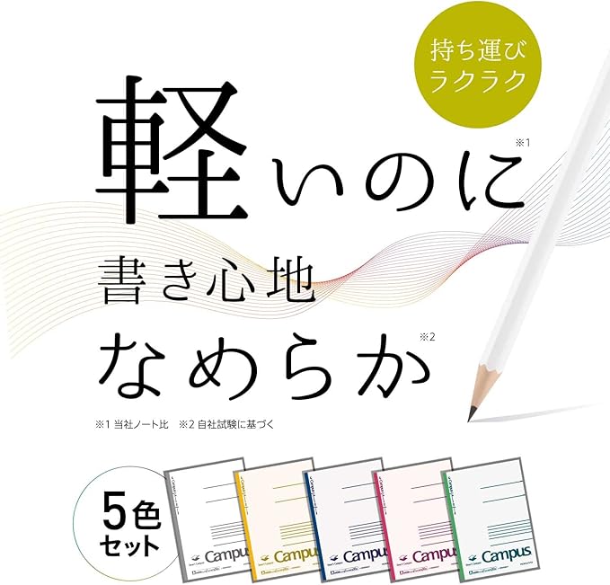 KOKUYO Composition Notebooks, 5 Pack Smart Campus Semi-B5 Comp Book with Dot A 7mm Ruled, 30 Sheets, School Lined Notebook in White, Journal Notebook for Women Work Study Note Taking (NO-GS3CWATX5)