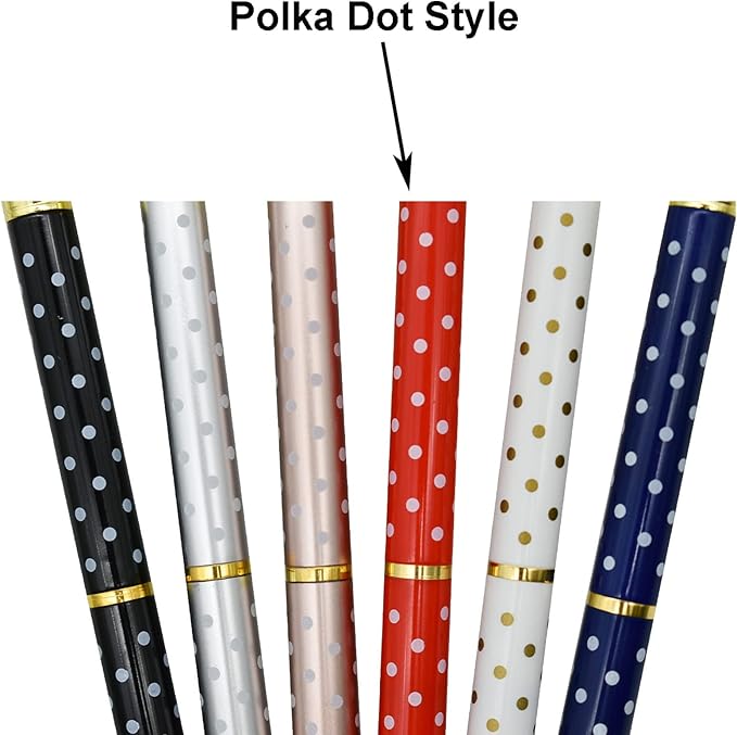 Maydahui 12 PCS Polka Dot Big Diamond Ballpoint Pens Retractable Bling Rhinestone Pen Beautiful Gem Pens 6 Color Black Ink for School Wedding