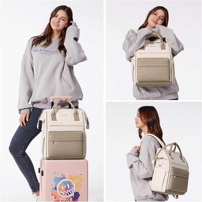 LOVEVOOK Laptop Backpack for Women, 18 Inch Work Teacher Nurse Bag, Large Capacity Business Computer Backpack Purse with USB Port, Stylish Casual Daypack for Travel