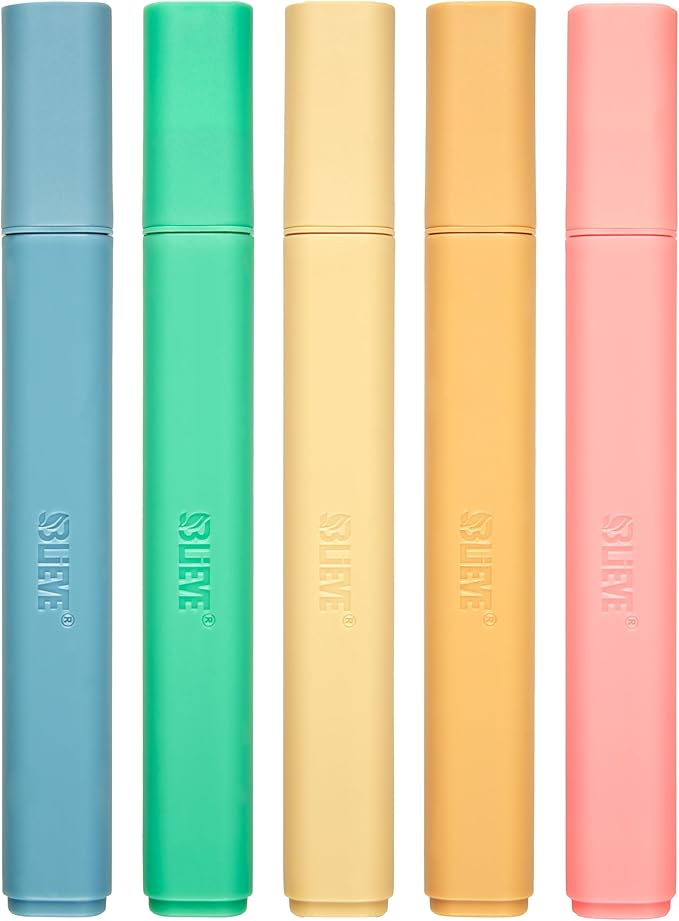 BLIEVE- Aesthetic Highlighters No Bleed Through Assorted Colors, Cute Highlighter For Journaling Office Supplies And Accessories, Bible Highlighters And Pens No Bleed Chisel Tip (VINTAGE)