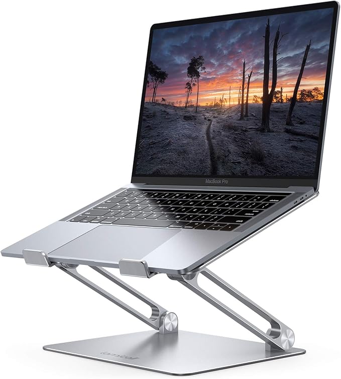 Lamicall Adjustable Laptop Stand, Portable Laptop Riser, Aluminum Laptop Stand for Desk Foldable, Ergonomic Computer Notebook Stand Holder for MacBook Air Pro, Dell XPS, HP (10-17.3'')- Silver