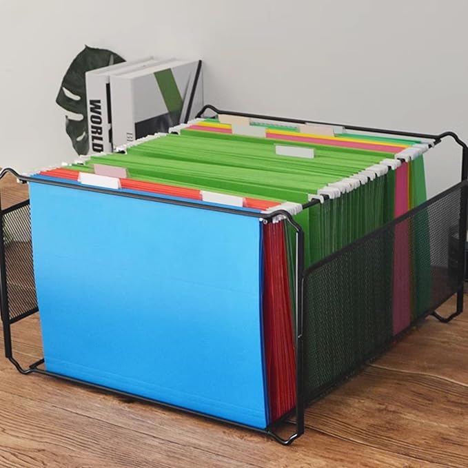 25 Packs Hanging File Folders,5 Assorted Colors,Letter Size 8.5x11,Hanging File Folders with 1/5-cut Tabs,File Folders for Filing Cabinet with Tabs,Designed for Bulky Files,Ideal Office,School