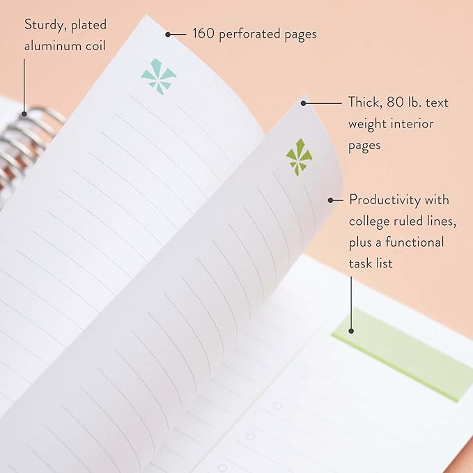 Erin Condren 7x9 Hello Kitty Healing Spiral Notebook | Productivity Layout with 80 Lb. Paper, Hello Kitty Healing Classic Cover, Productivity Notebook, Platinum Coil