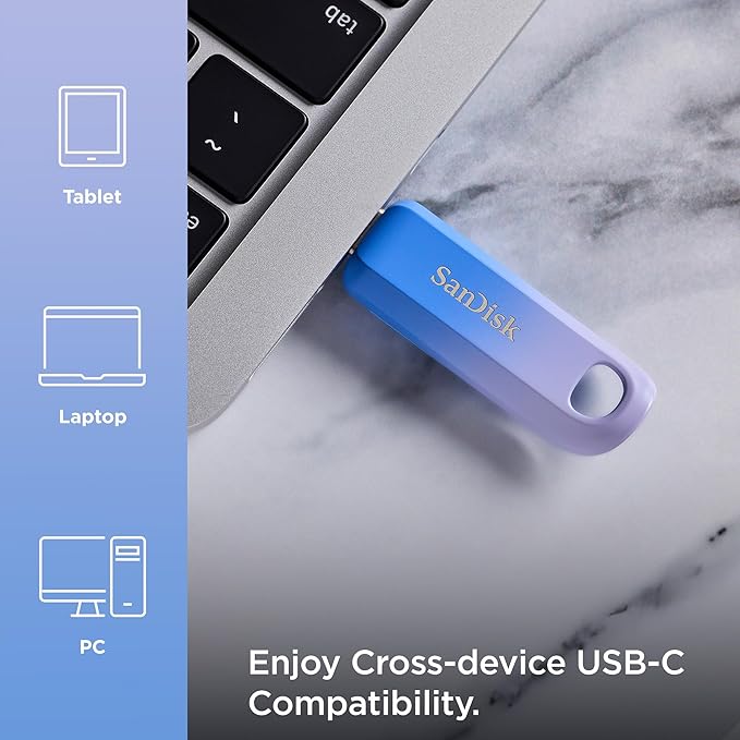 SanDisk 512GB Creator USB-C Flash Drive - Up to 400MB/s, USB Type-C - Compatible with Laptops and Tablets -3 Months of Adobe Lightroom Included - SDCZ75C-512G-G46