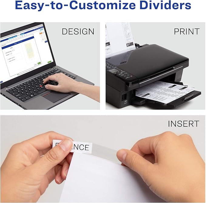 Avery Big Tab Insertable Dividers for 3 Ring Binders, 8-Tab Sets, White Paper, Clear Tabs, 6 Binder Divider Sets (41124)