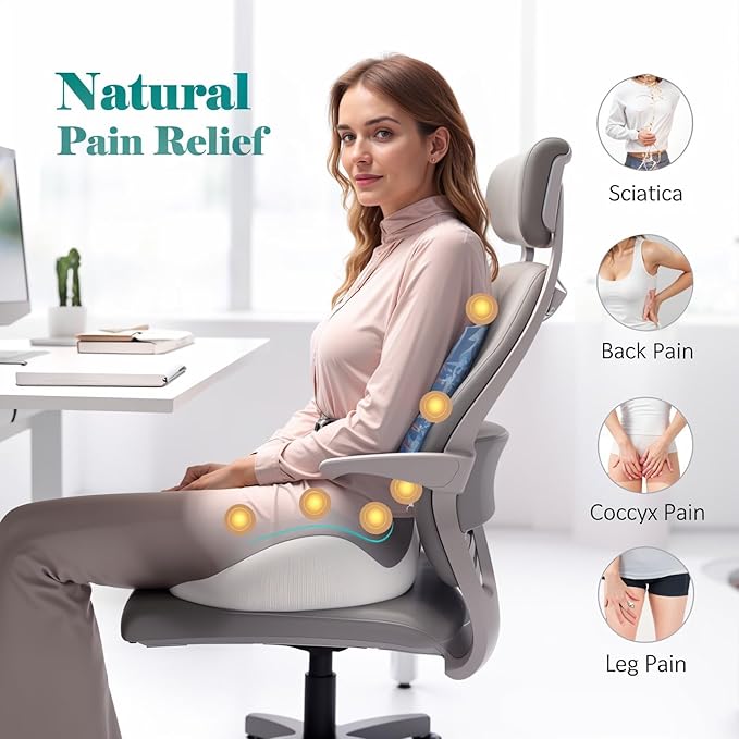 Ergonomic Seat Cushion Orthopedic Seat Cushion with Visco Gel Foam, Office Chair Cushion, Computer Chair Cushion, Gaming Chair and Car Seat Cushion for Comfort and Posture