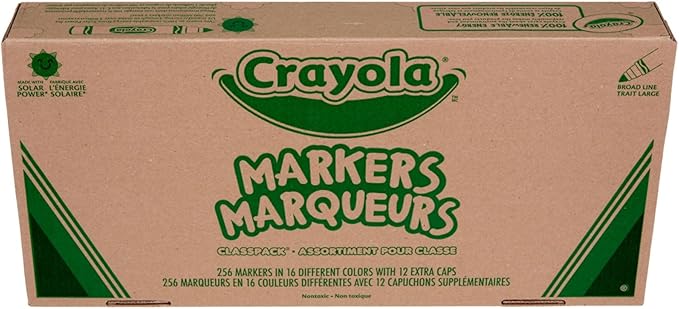 Crayola Broad Line Markers Classpack (256 Ct), Bulk Markers for Kids, Art Supplies for School, Classroom Must Haves, Preschool & Kindergarten Supplies