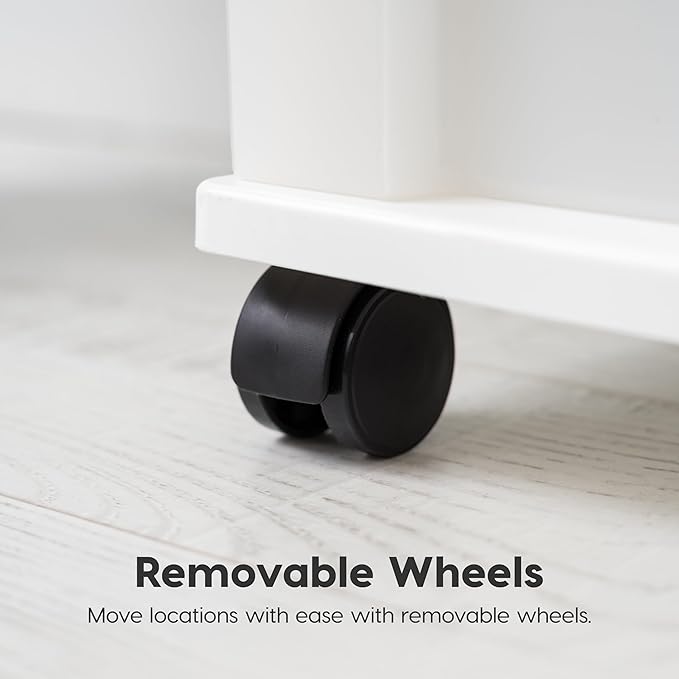 IRIS USA Plastic Drawer Storage Organizer Rolling Cart, with Wheels Casters, 4-Drawers, for Art Craft Supplies Bathroom Dorm Bedroom Laundry Room, Wide, White/Pearl