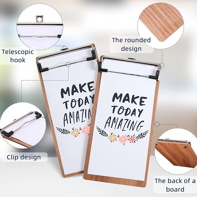 Epakh 20 Pcs Mini Clipboard Small Clipboards Wooden Half Page Clipboard Wood Check Presenters Kids Clipboards for Restaurant School Waitress Guest Server Books Menu Holder, 8 x 4 Inch