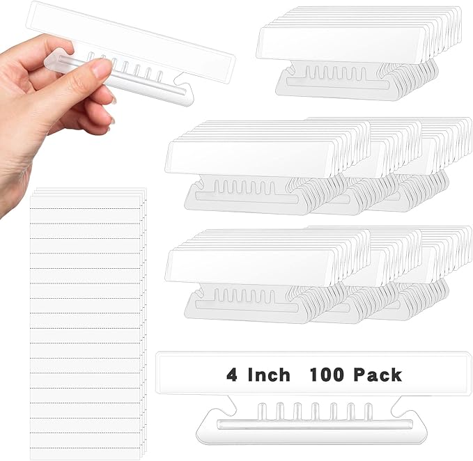 100 Pieces 4 Inch Clear Hanging Folder Tabs Hanging File Folder Tabs Clear Tabs for Hanging File Folders for 3 1/2 Inch Hanging File Folders with Tabs Office Hanging Files
