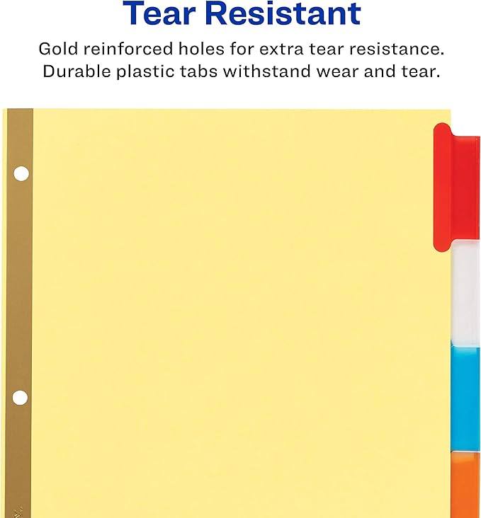 Avery Binder Dividers - 5-Tab Insertable Multicolor Big Tabs for Binders, 48 Sets of Dividers (11109)