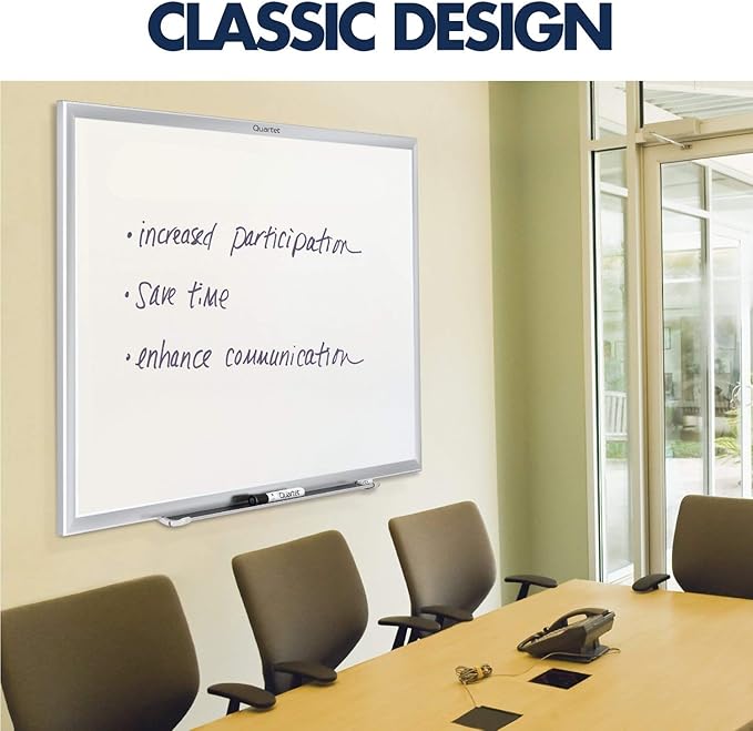 Quartet Magnetic Dry Erase White Board, 36"W x 24"H Whiteboard, Nano-Clean Surface Resists Ink Stains, Silver Aluminum Frame (SM533)