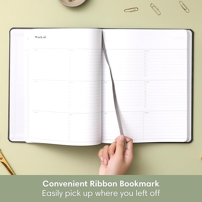 Blue Sky Everygirl Undated Planner, Weekly & Monthly Layout, Bookbound, Flexible Cover, Goal Setting and Time Management Organizer (Gray, 8" x 10")
