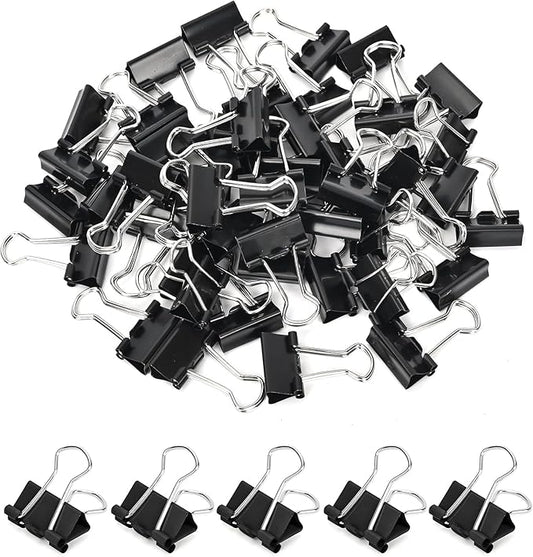 CUARUSUIKA Binder Clips Set,40Pack, 1 in Small Clip, Paper Clips for Office, Home, School, Crafts, Business(Black)