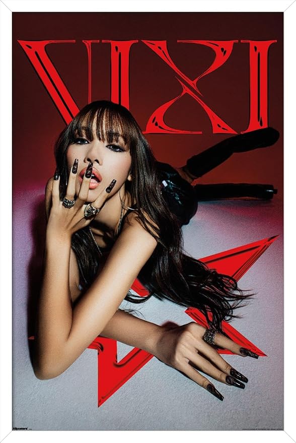 LISA - VIXI Red Star Wall Poster, 34L" x 22.4W", White Framed Version