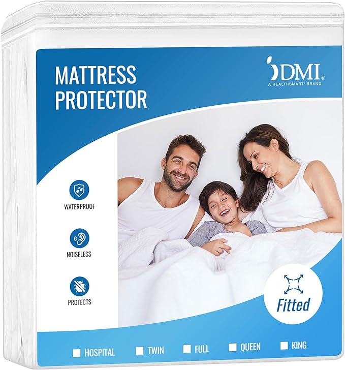 DMI King Size Waterproof Mattress Protector - Fitted, Noiseless Mattress Cover, Soft and Breathable,78" x 80"x 15", White