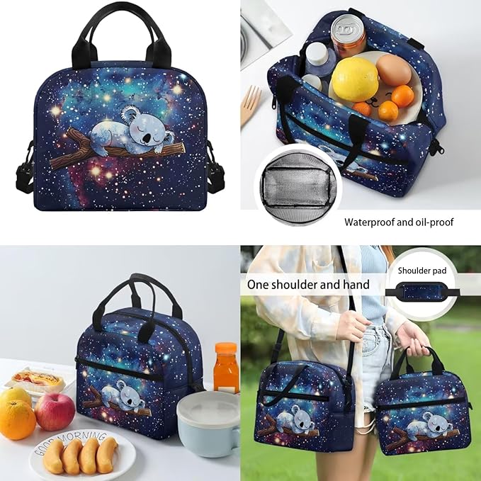 Galaxy Koala Backpack for Girls 6-8 School Boys Kids School Bags 10-12 Years Old with Lunch Boxes Pencil Purse Water Bottle Sleeve Preschool Kindergarten Elementary Bookbag 4pcs/set