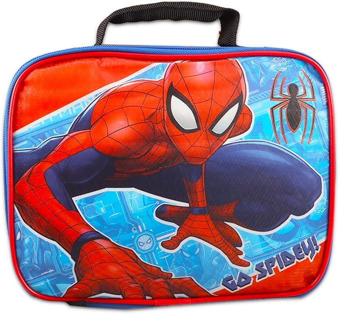 Spiderman Backpack and Lunch Bag Set - Marvel School Supplies Bundle with Stickers, Water Bottle, and More