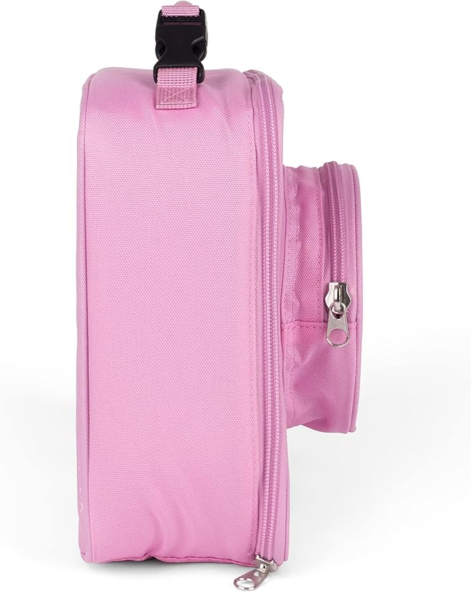 LEGO Lunch Bag, Durable and Insulated, with Mesh Pouch and Zip Compartment, Perfect for On-the-Go Meals, Light Pink