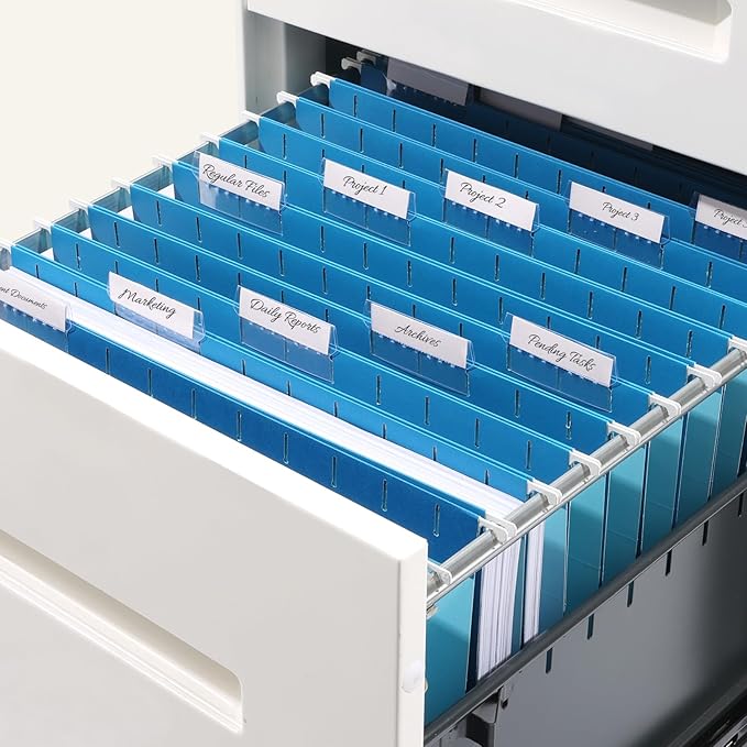 SUNEE 25 Pack Hanging File Folders, Blue Folders, Hanging File Folders Letter Size with 1/5-cut Tabs, Stay Organized for Your Home and Office Bulk File and Documents