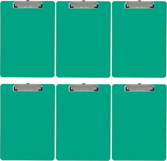 Trade Quest Plastic Clipboard Opaque Color Letter Size Low Profile Clip (Pack of 6) (Sea Green)