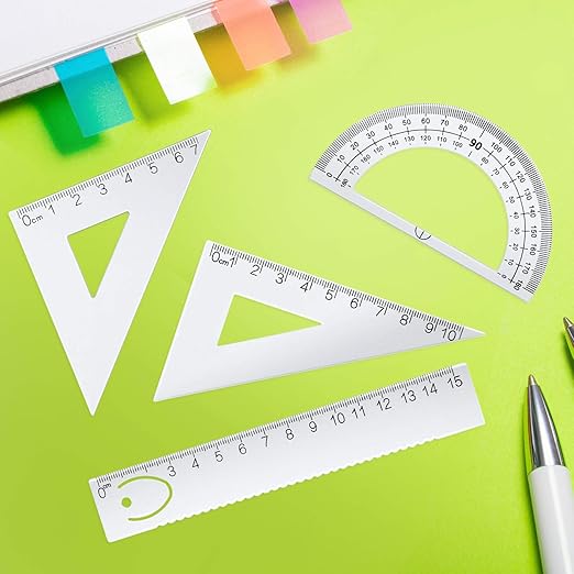 6 Pcs Triangular Ruler Set 12 Inch Engineering Scale Aluminum Architect Drafting Ruler Metal Protractor Arquitectura Accessories for Students Draftsman Engineers Metric