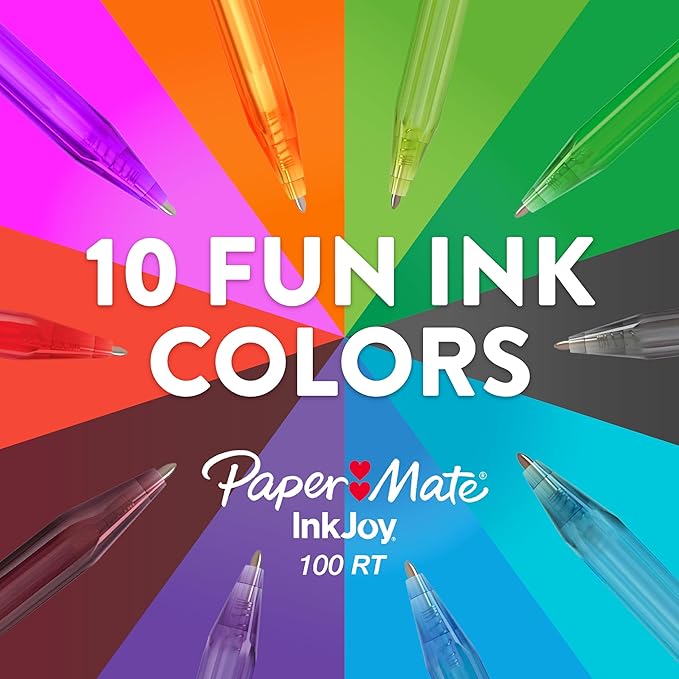 Paper Mate InkJoy 100RT Retractable Ballpoint Pens, Medium Point (1.0mm), Black, 20 Count