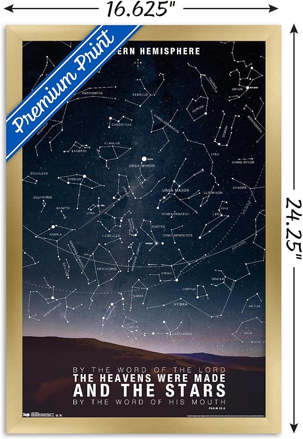 The Stars Wall Poster, 22.4L" x 14.7W", Gold Framed Version