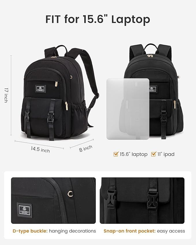 LOVEVOOK School Backpack for Girls Boys,Bookbag for Teen with Pouch Pocket for Large Capacity Cup, Waterproof School Bookbag, Preppy Backpack Travel Daypack with 15.6 inch Laptop Compartment