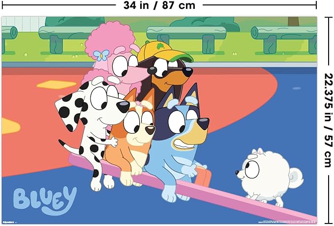 Bluey (2018) - Bluey and Friends See Saw Fun Wall Poster, 34L" x 22.4W", Unframed Version