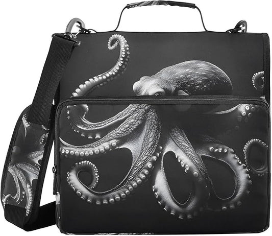 3 Ring Zipper Binder with Shoulder Strap Octopusfish 1.5 inch Binders Keeper Large Capacity Multi Pockets for School Office Supplies