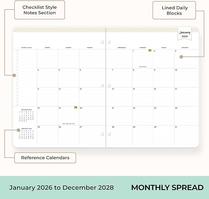 Blue Sky Day Designer 24 Month 2026 Monthly Planner Calendar, January 2026 - December 2027, 8.5" x 11", Flexible Cover, Stapled Binding, Coming Up Roses