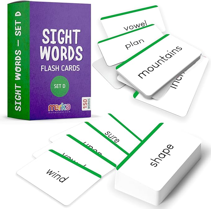 Merka Sight Words Flash Cards - Level D, 150 Cards - High-Frequency Word Practice for 1st Grade Reading & Homeschool Support