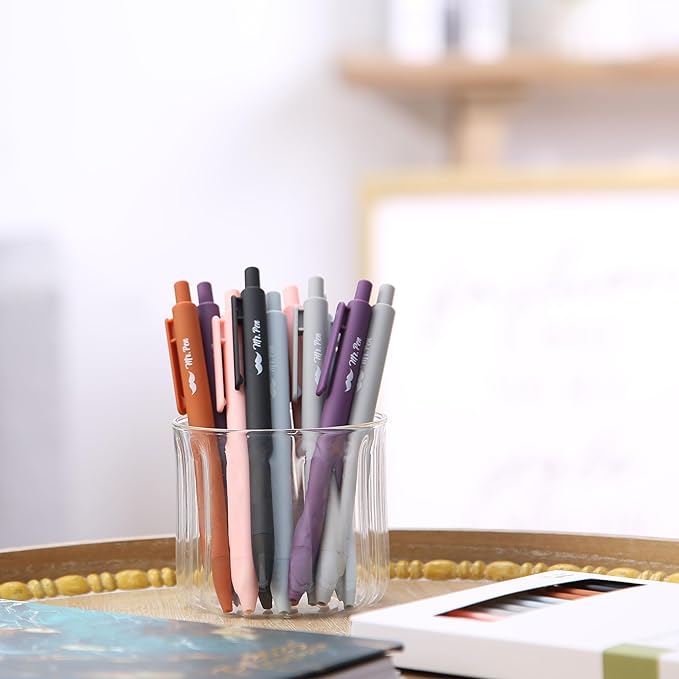 Mr. Pen- Retractable Gel Pens, 12 Pack, Black Ink, Earthly Neutrals Barrel Gel Pens Fine Point 0.5mm, Gel Ink Pens, Aesthetic Pens for Journaling Fine Tip Pens