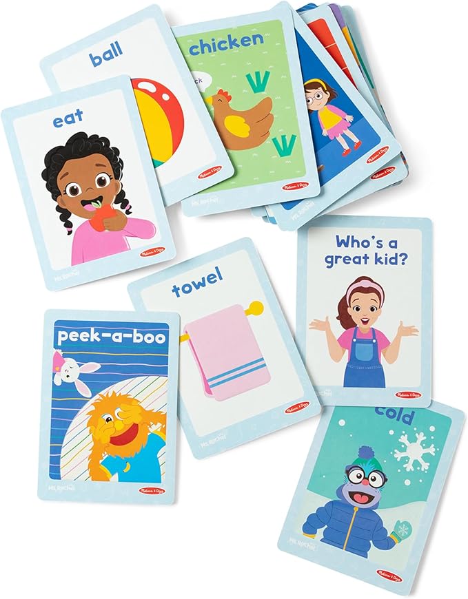 Melissa & Doug® Ms. Rachel™ First Words Textured Sensory Flashcards Preschool Learning Toy for Boys, Girls - FSC Certified